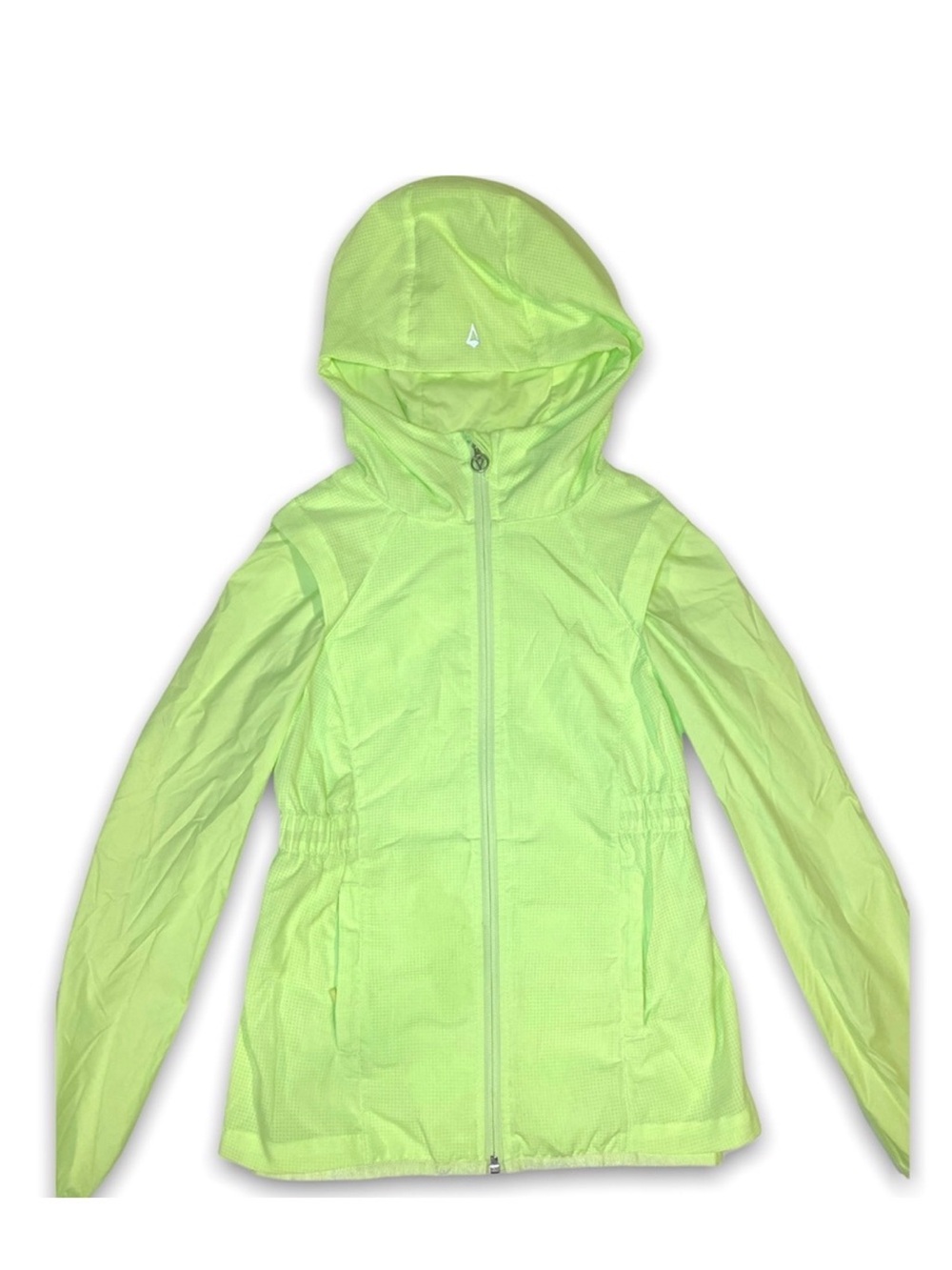 Ivivva by Lululemon Girls Size 7 Neon Lime Hooded Windbreaker Jacket
